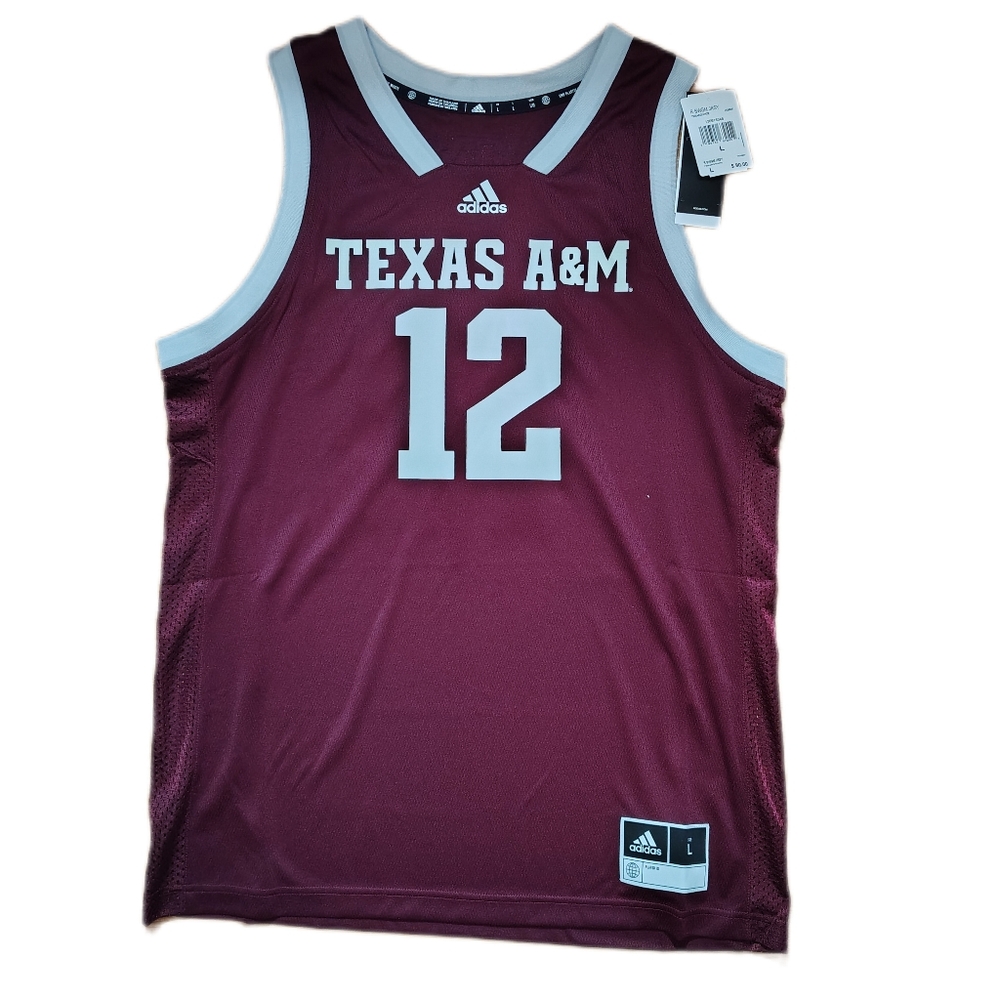 Adidas Texas A&M Aggies NCAA  Men's Large Swingman Maroon  Basketball Jersey #12